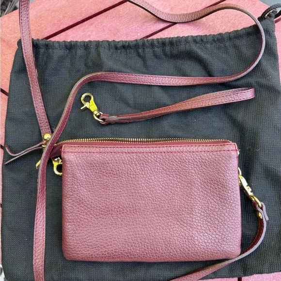 Poppy Barley Burgundy Clutch 3 in 1 wristlet bag wallet shoulder bag - Picture 4 of 5